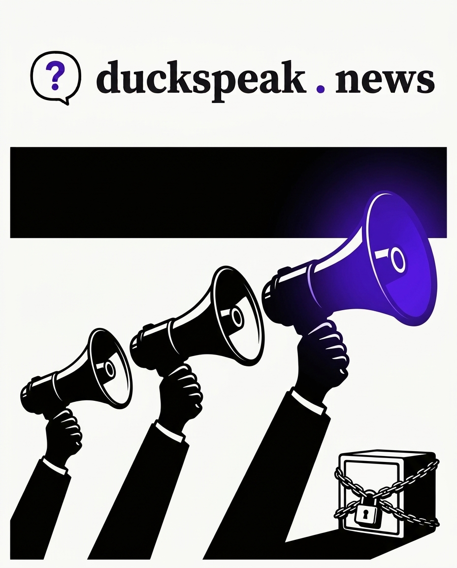 Each megaphone is louder than the last, and the name on it gets quieter each time. In the corner, a locked box nobody in the line has touched.
