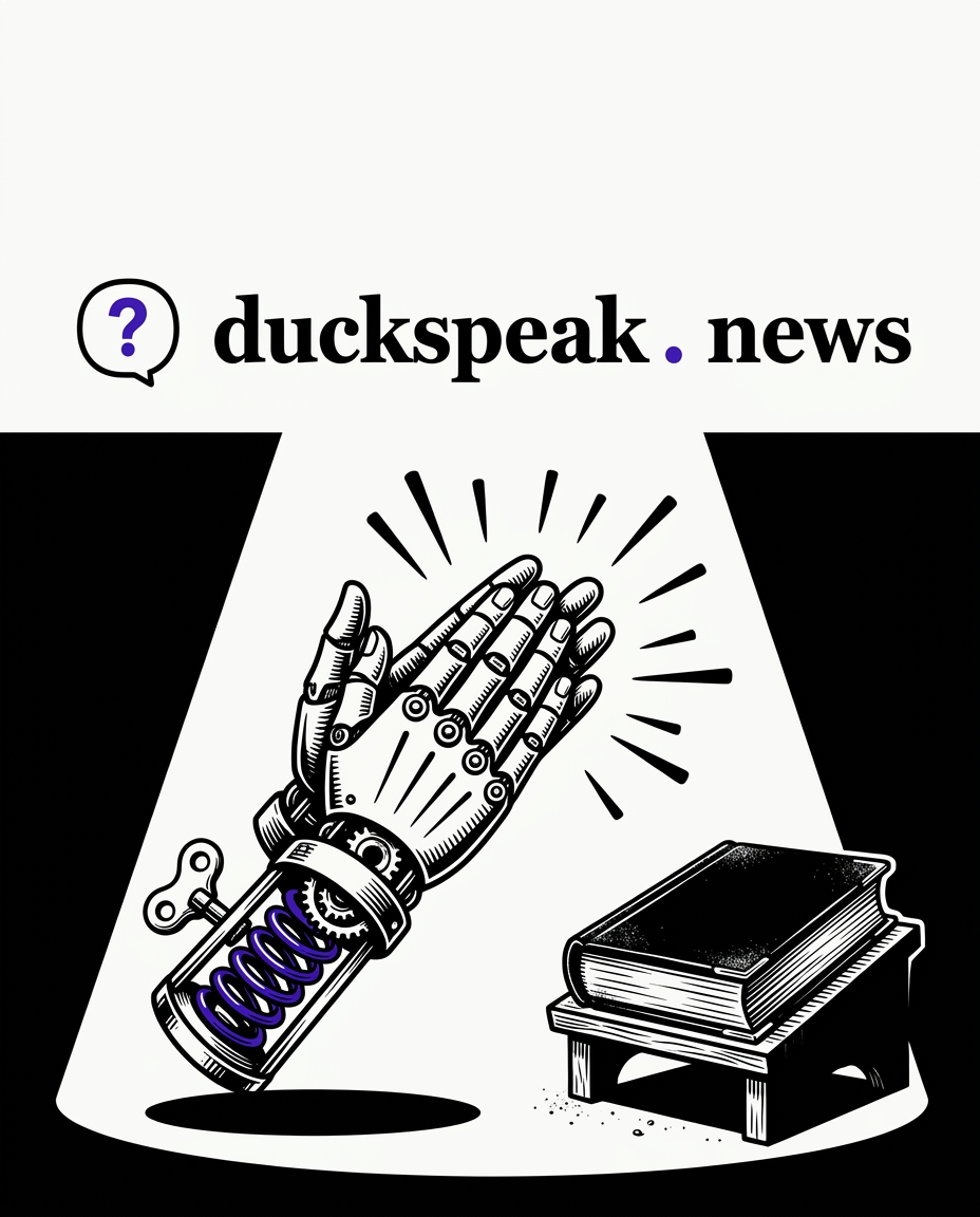 Les mains applaudissent toutes seules sous le projecteur. À côté, dans le noir, le livre reste fermé, personne ne le regarde.