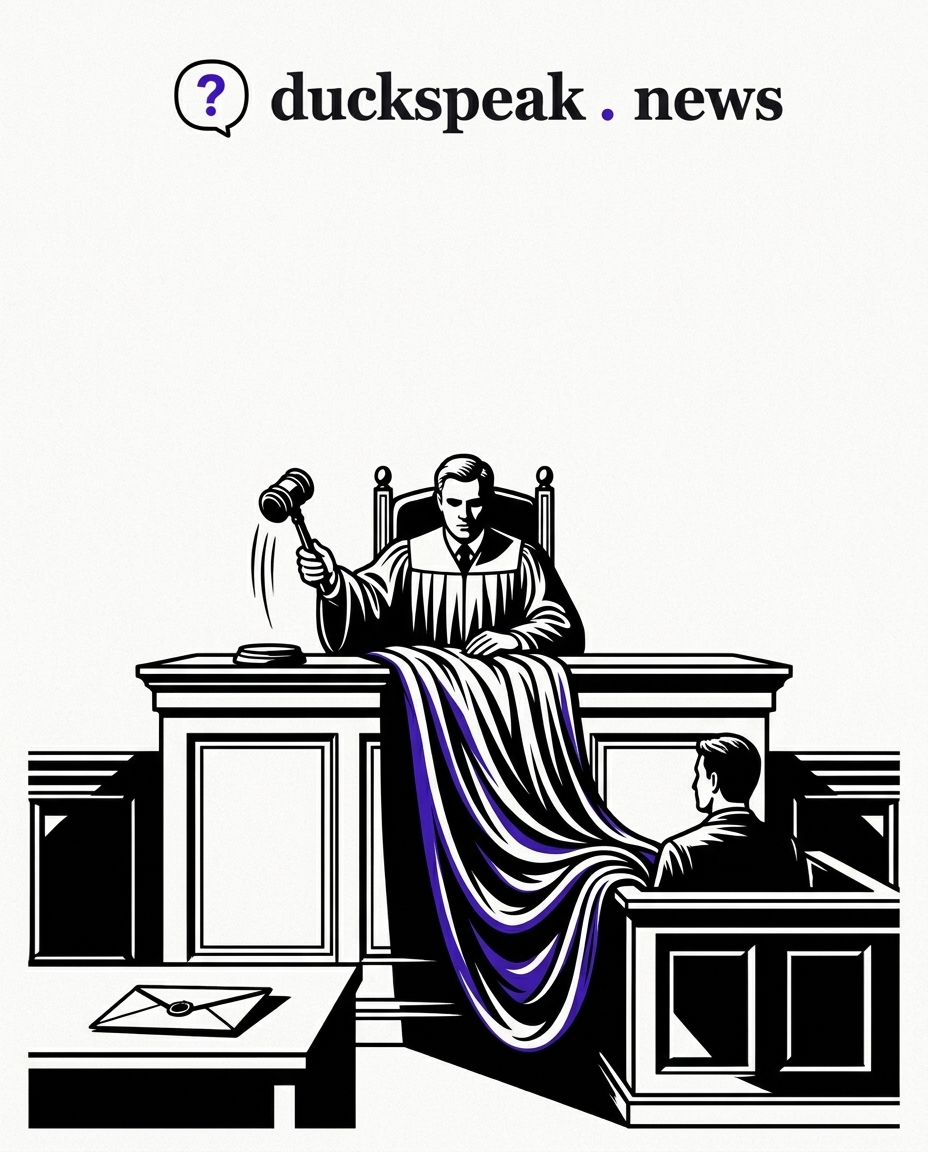 Le marteau tombe, l'accusé est acquitté. La même robe descend du siège du juge jusqu'au banc des accusés, et l'enveloppe sur la table reste scellée.