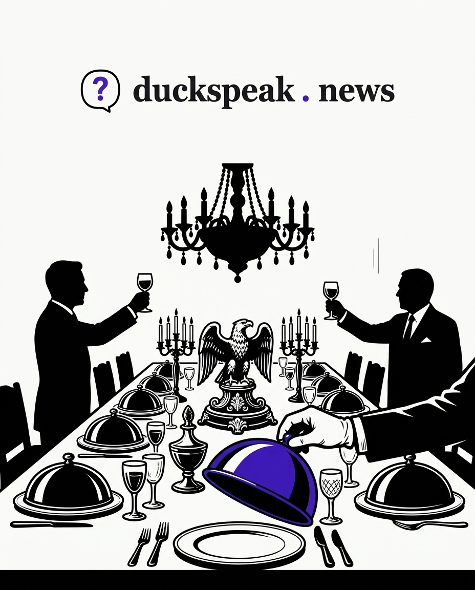 The toast goes on under the chandelier. The waiter lifts the dome with a flourish: the plate underneath is empty, and every other dome is still closed.